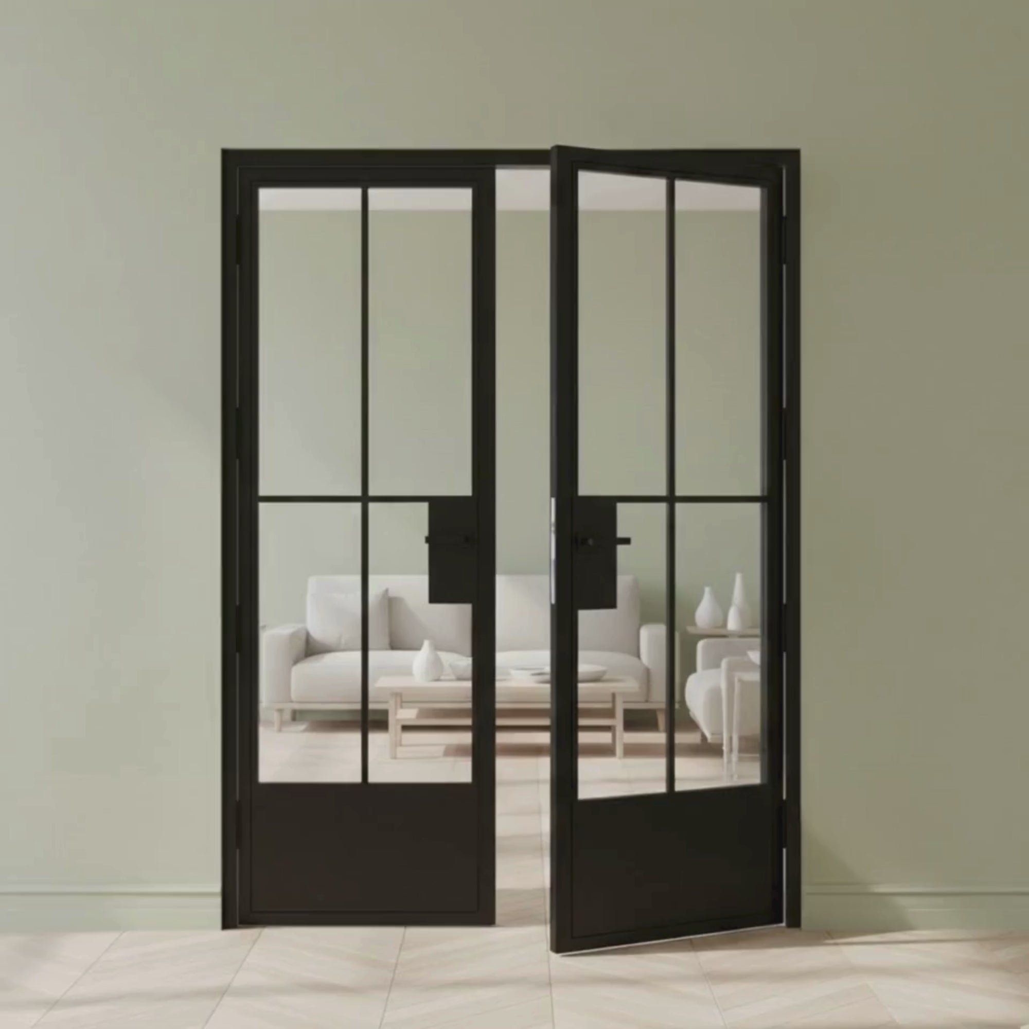 4 Lite Interior Steel French Double Door