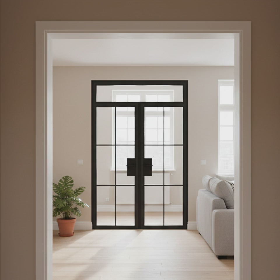 Interior Steel Glass Double Door – Transom