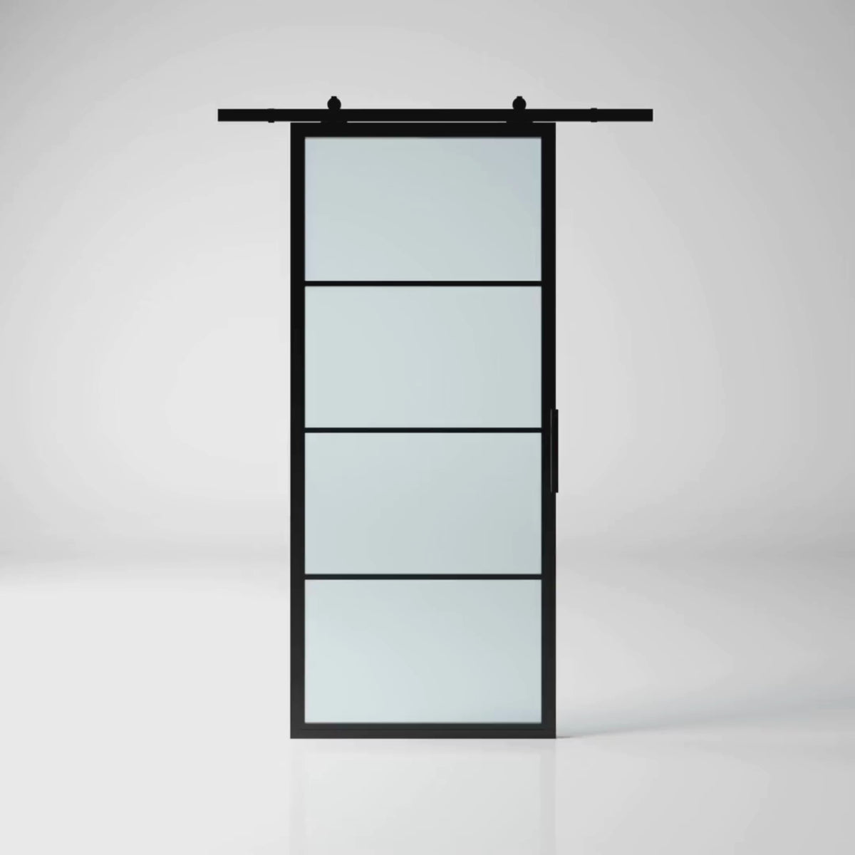 4 Lite Interior Steel French Barn Door Frosted Glass