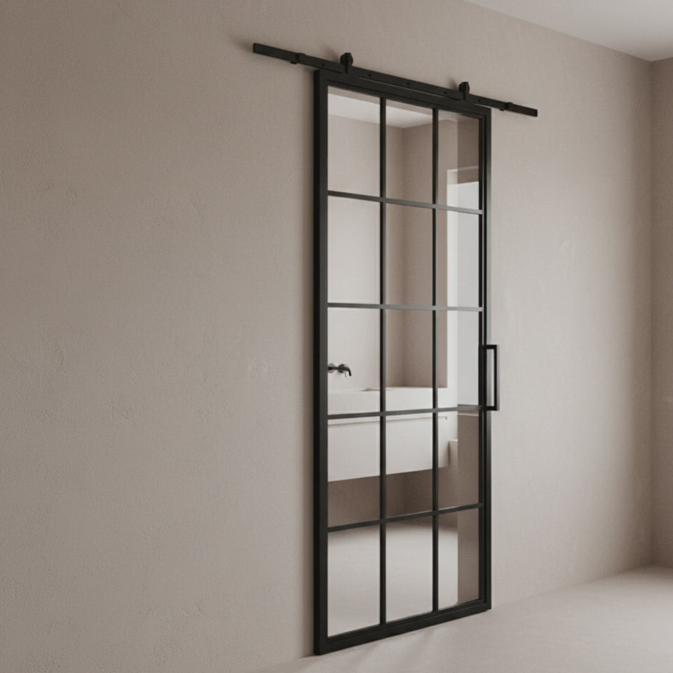 15 Lite Interior Steel French Barn Door