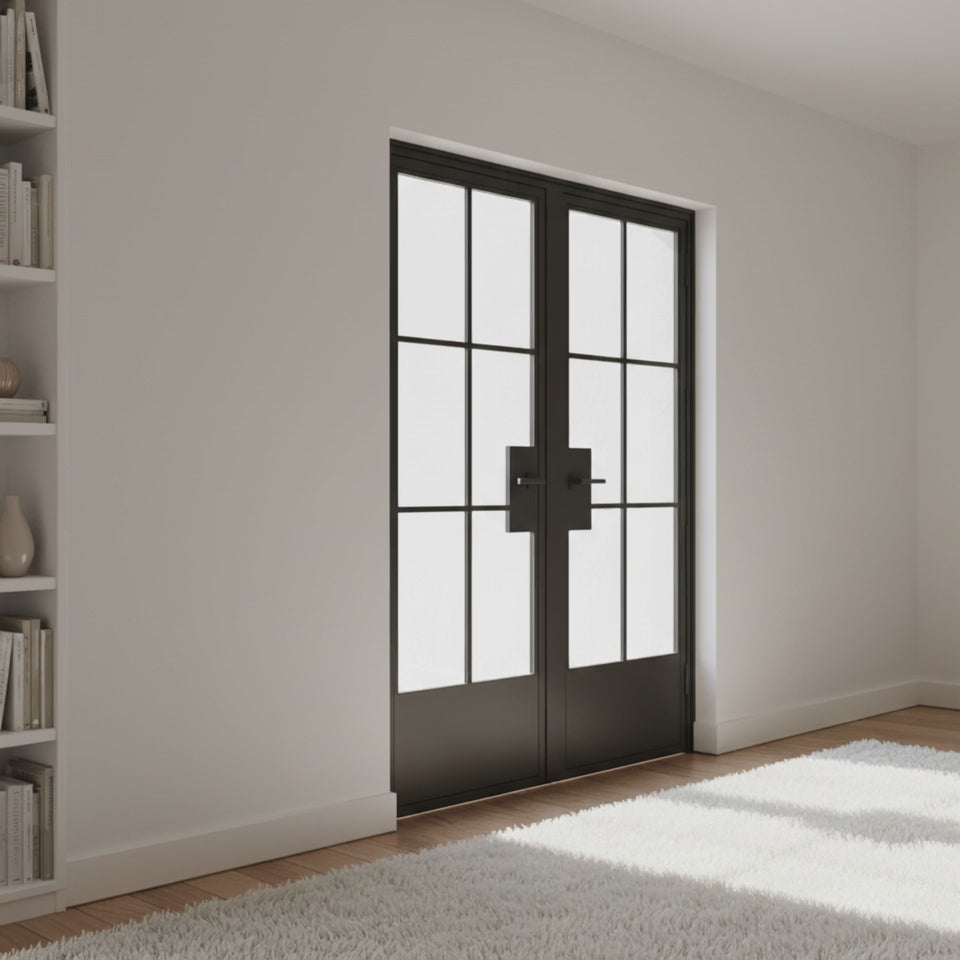 6 Lite Interior Steel French Double Door