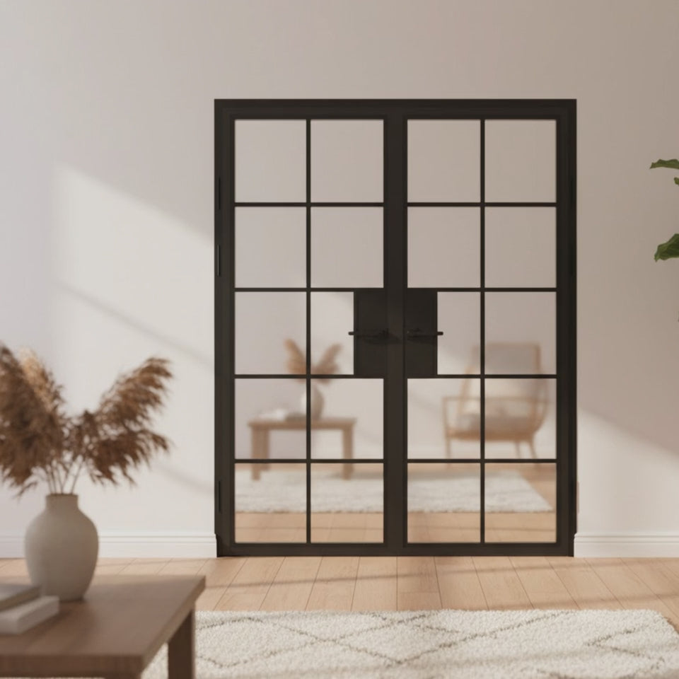 10 Lite Interior Steel French Double Door