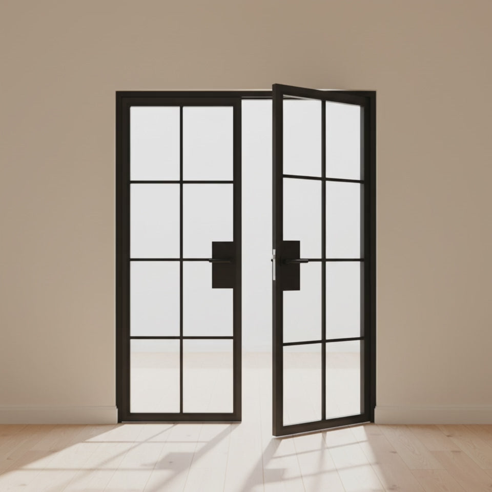 8 Lite Interior Steel French Double Door