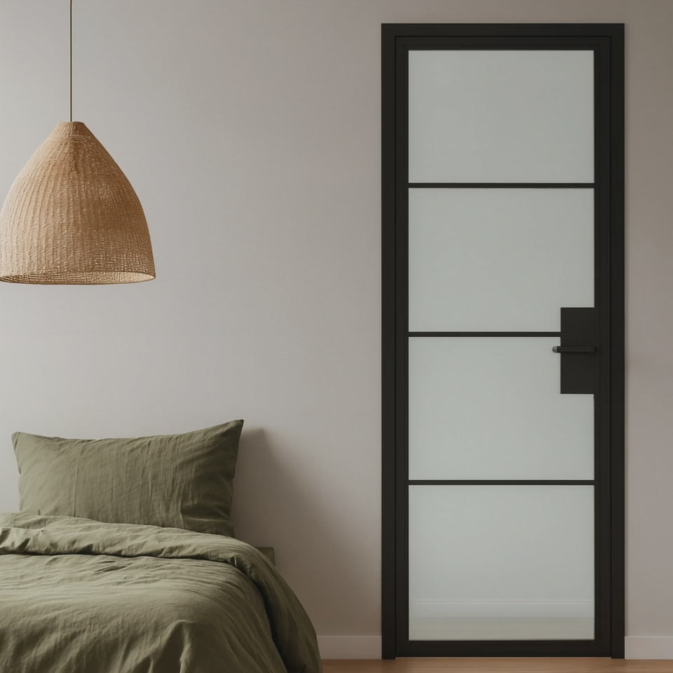 4 Lite Interior Steel French Door Frosted Glass