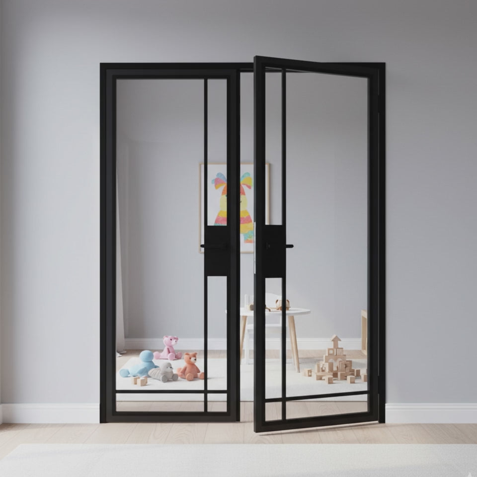 4 Lite Interior Steel Double Door – Bottom Inward