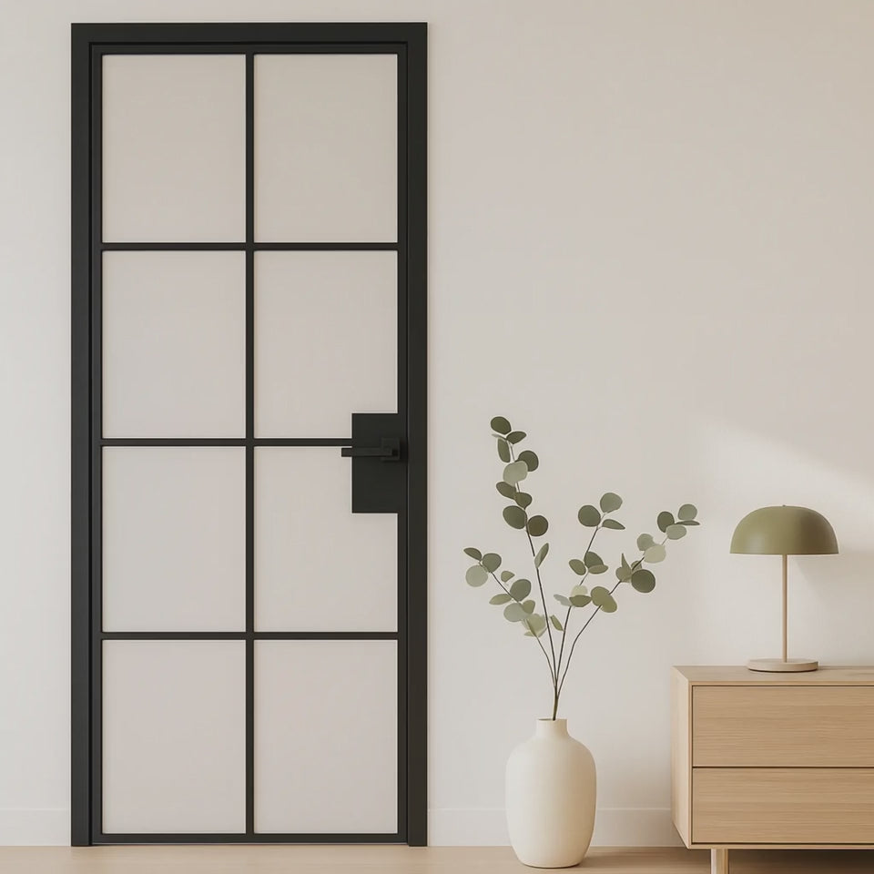 8 Lite Interior Steel French Door Frosted Glass