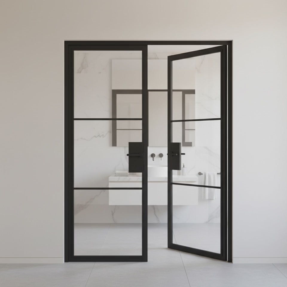 3 Lite Interior Steel French Double Door