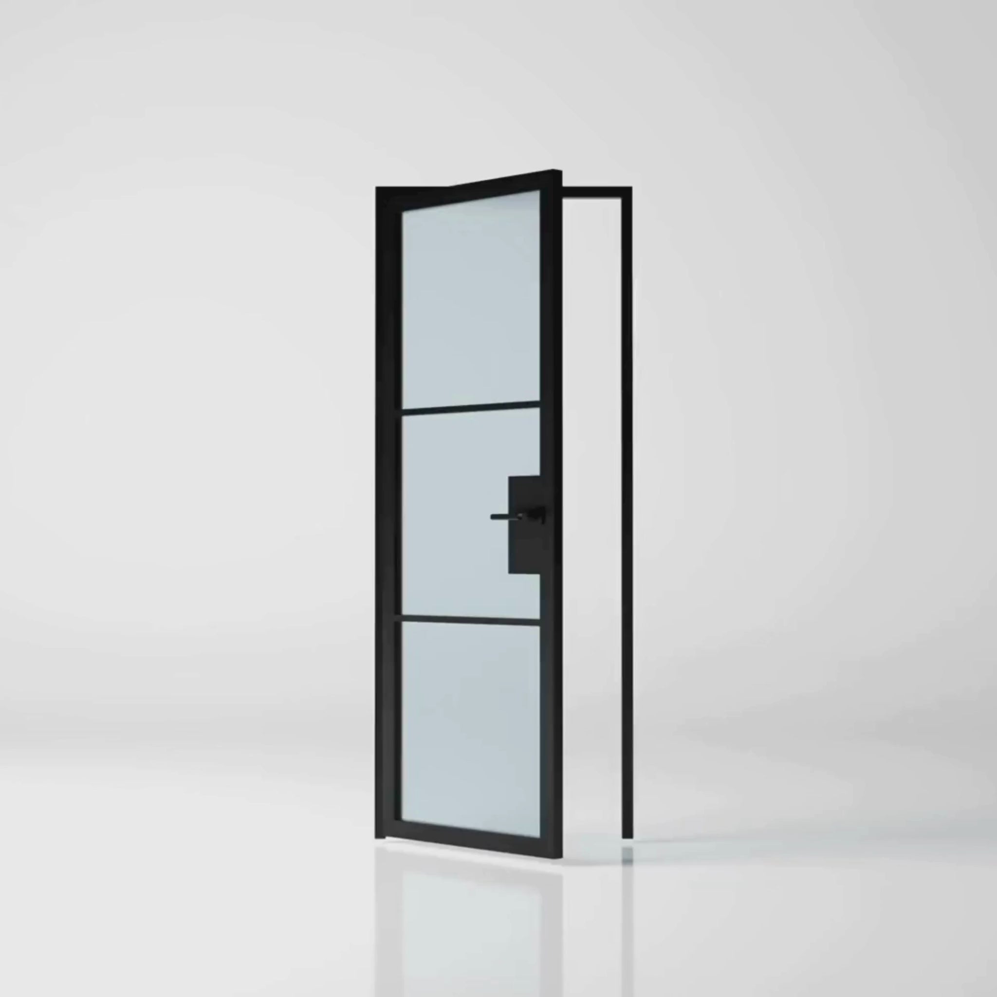 3 Lite Interior Steel French Door Frosted Glass